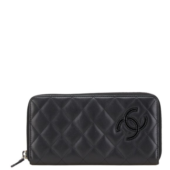CHANEL Simply CC Coco Mark Long Wallet, Round Zipper, Black Lambskin, Enamel,... - Picture 1 of 12